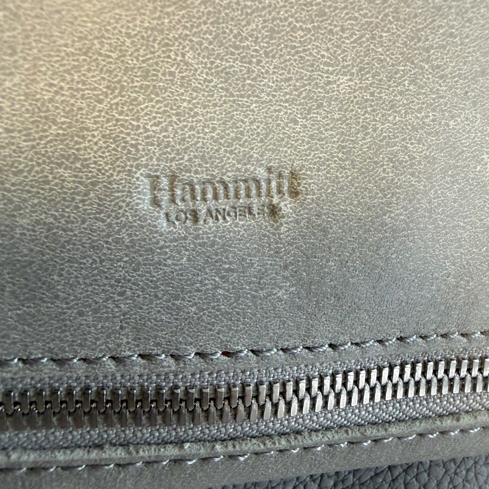 💙HAMMITT! Authentic VIP Medium leather crossbody clutch Pew/Pebbled gray leather - Picture 6 of 9